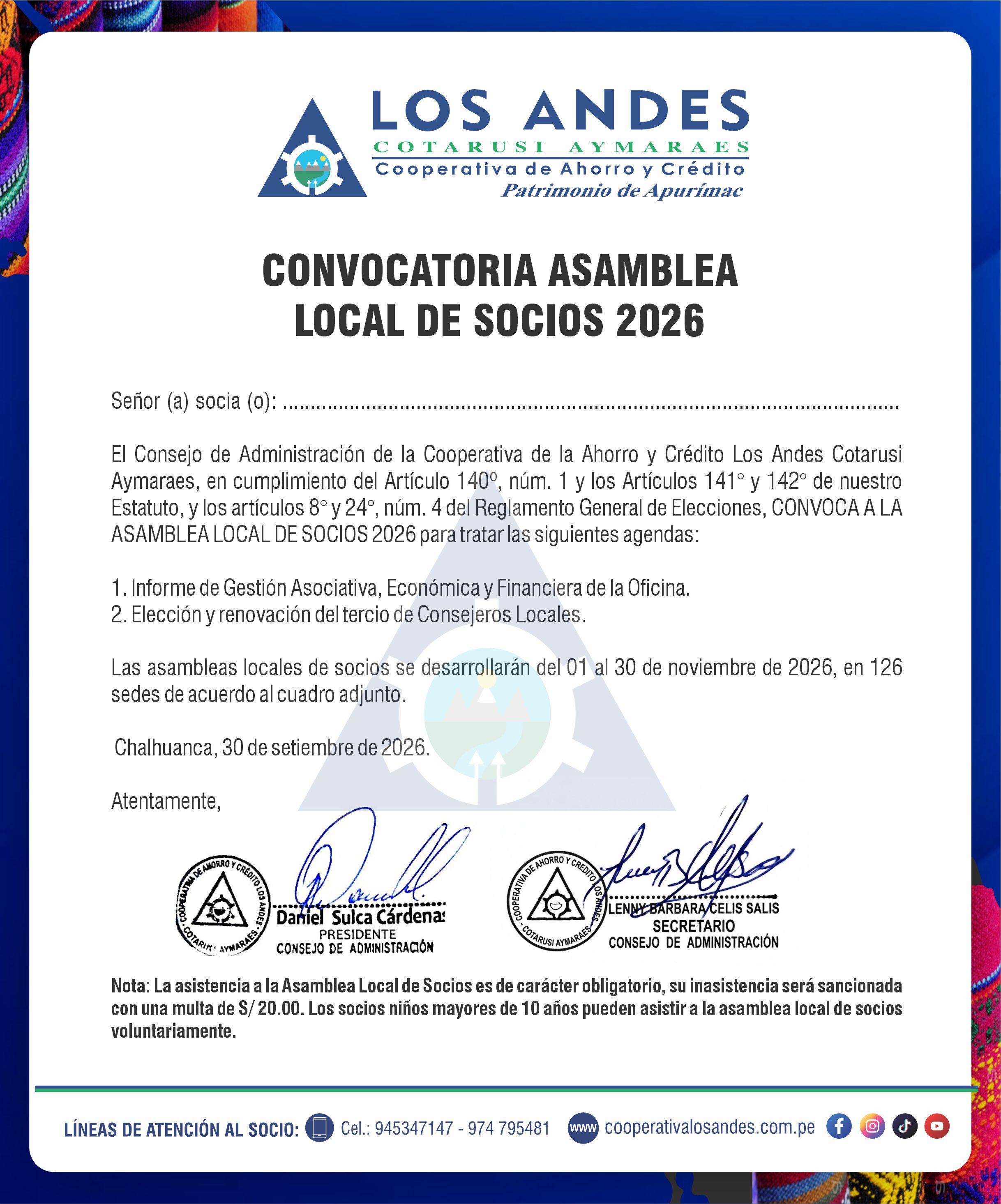 ASAMBLEA LOCAL DE SOCIOS 2026