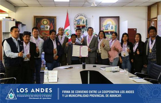 COOPERATIVA LOS ANDES FIRMA CONVENIO INTERINSTITUCIONAL CON LA MUNICIPALIDAD PROVINCIAL DE ABANCAY.
