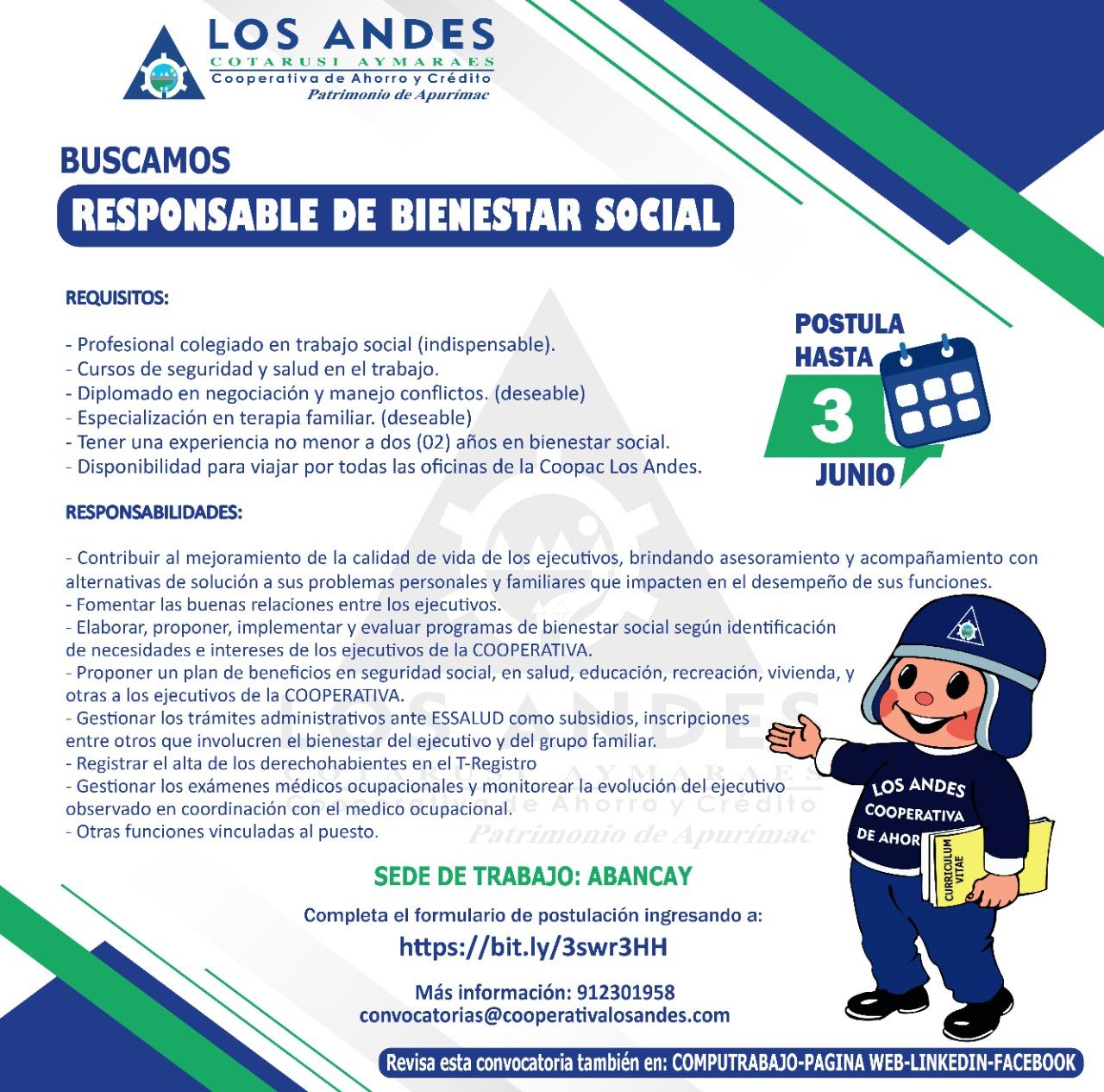 Convocatoria Responsable de Bienestar Social
