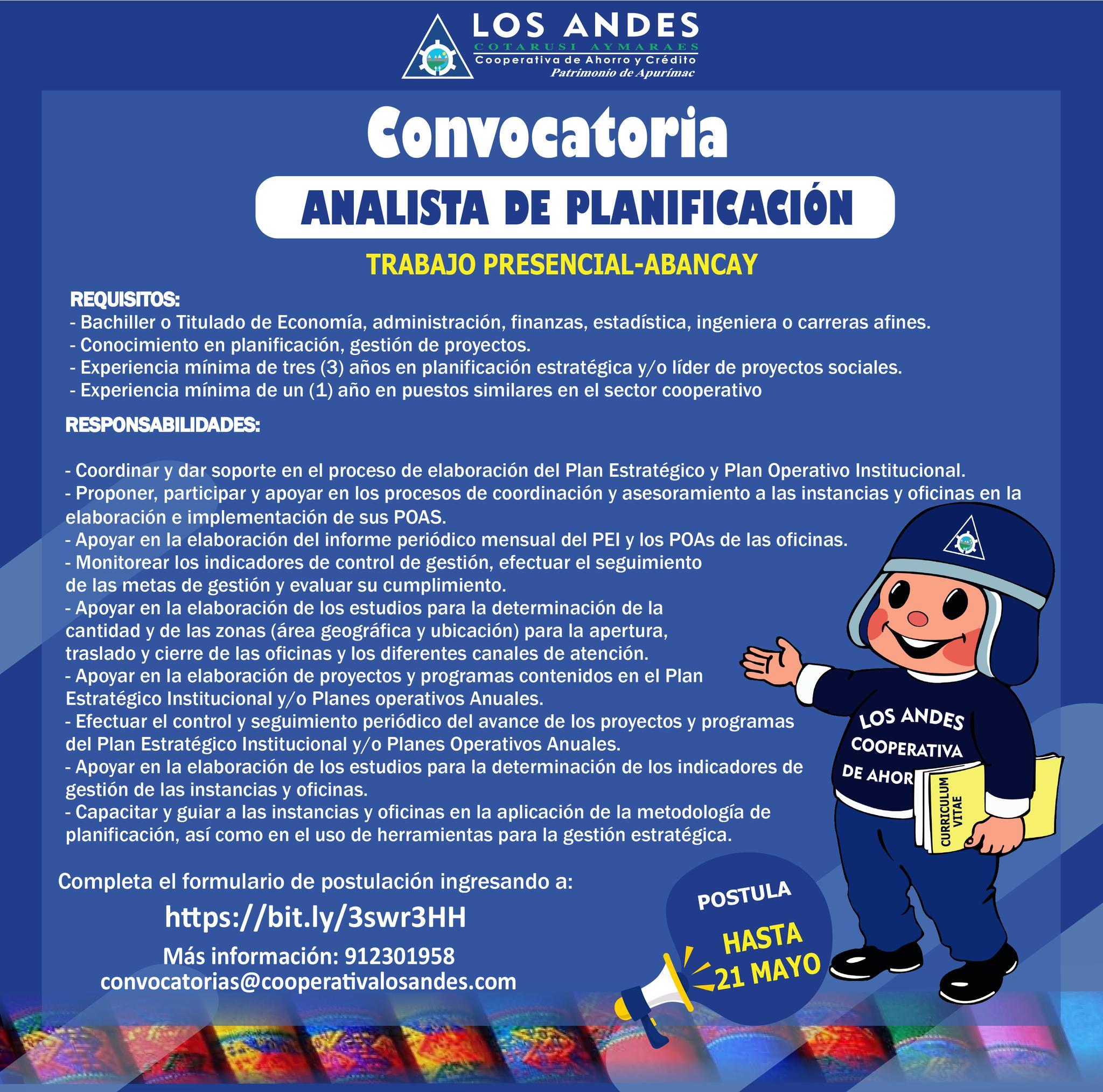 Convocatoria Analista de Planificación (II) – Abancay