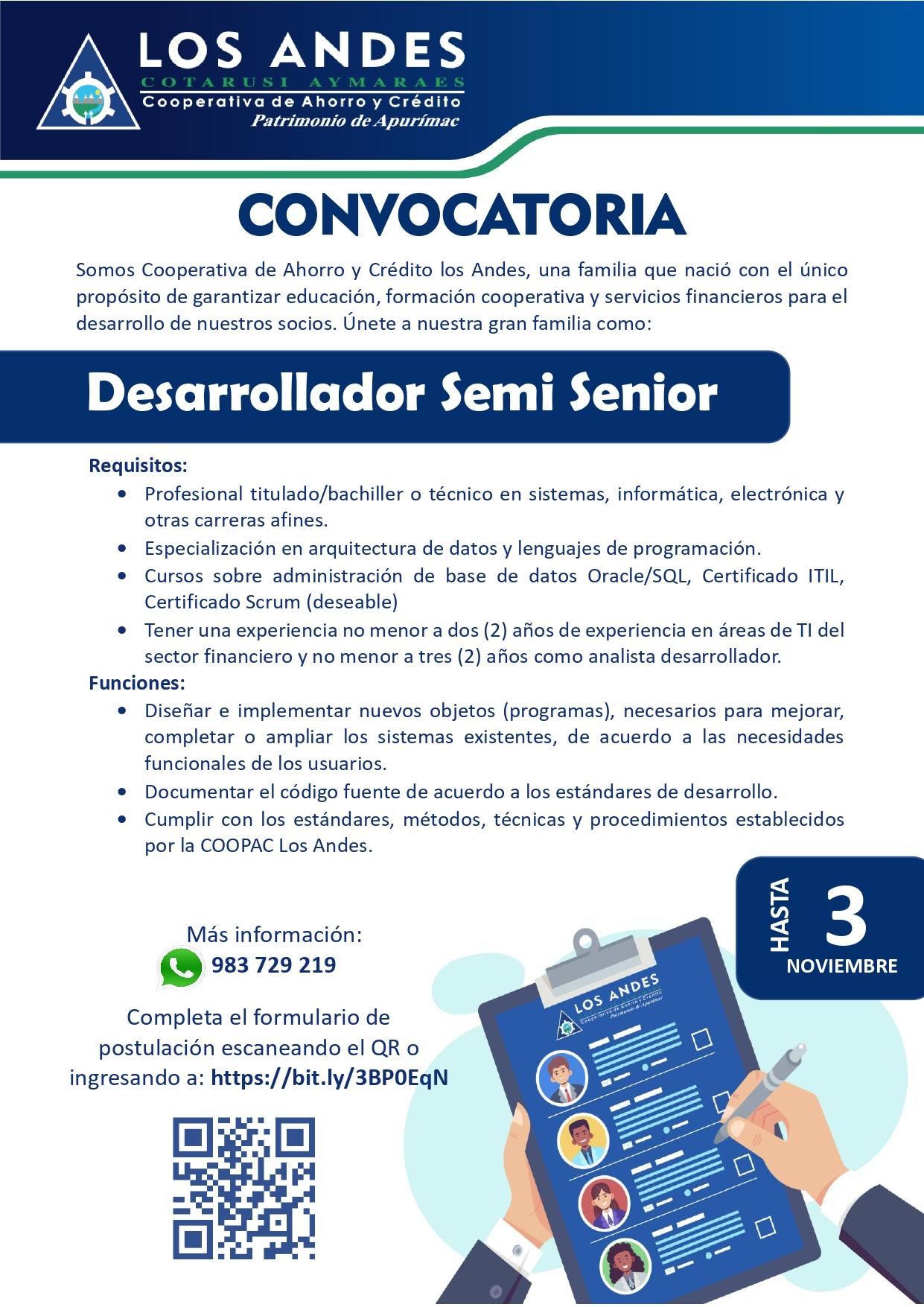 PEFIL DESARROLLADOR SEMI SENIOR
